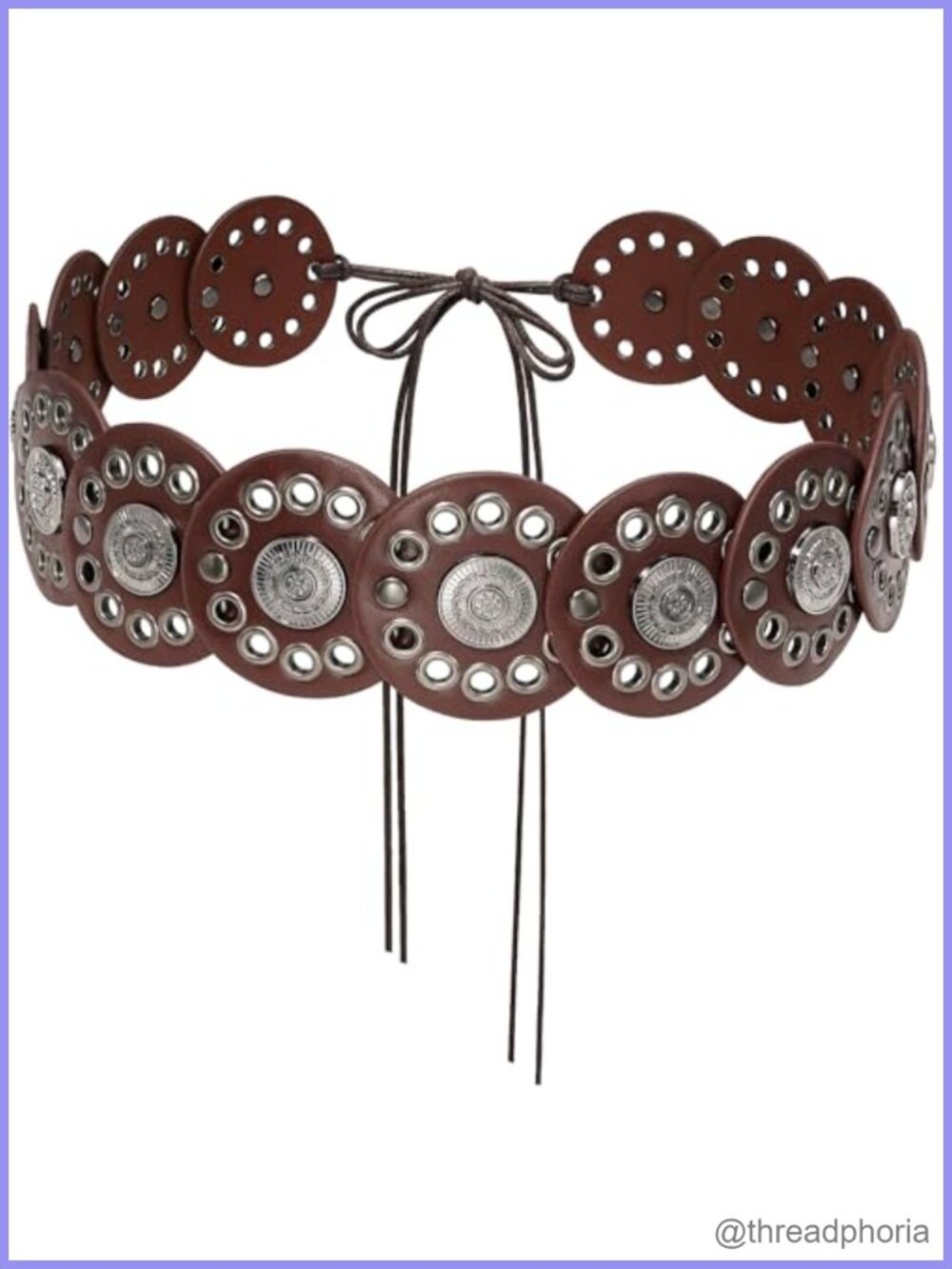 Western Disc Concho Faux Leather Belt Knot Tie Boho Waist Belt for Dresses